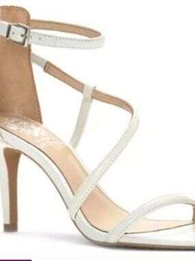 NEW Vince Camuto Ivory Careleen Leather Heels Adjustable Ankle Strap Size 8.5